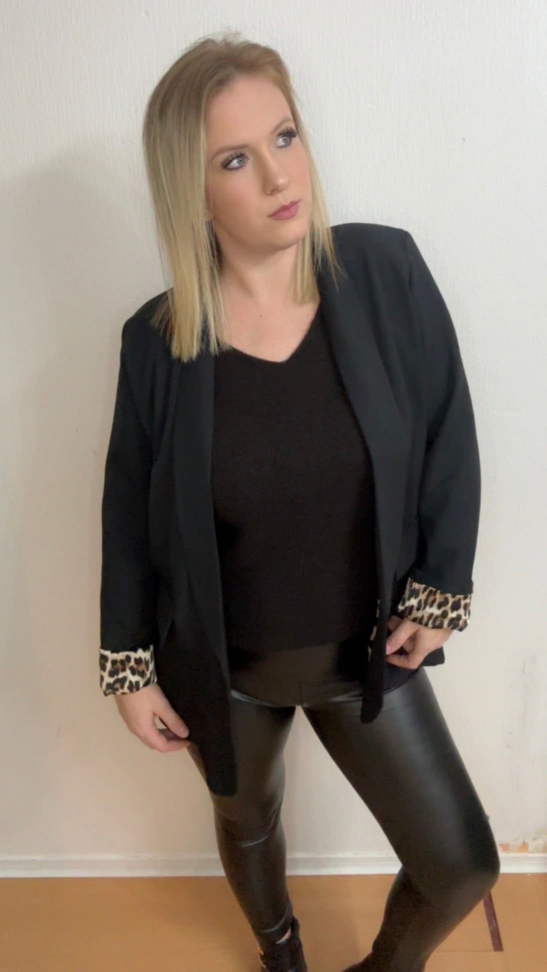 Blazer léopard noir