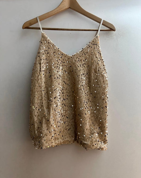 Débardeur sequin beige